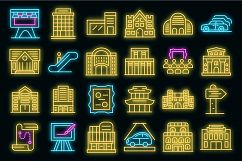 Exhibition center icons set vector neon Product Image 1