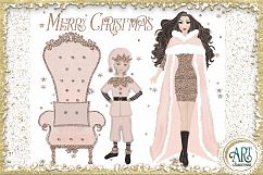 Christmas Snow Queen in Rose Gold Glitter and Pink 21 PNG Product Image 4