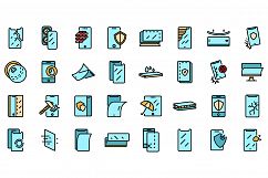 Protective glass icons set vector flat Product Image 1