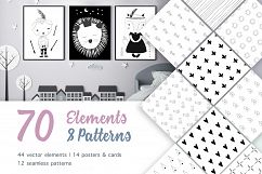 Black &amp; White Kids Illustrations Product Image 1