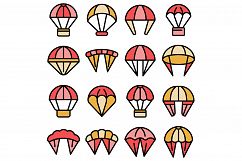 Parachuting icons set vector flat Product Image 1