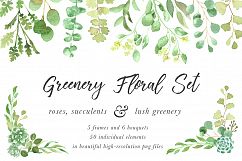 Watercolor Greenery Floral Set Product Image 9