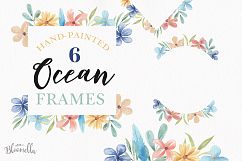 Watercolor Frames Borders Flowers Blue Pastel Set Product Image 1