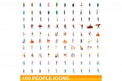 100 people icons set, cartoon style Product Image 1