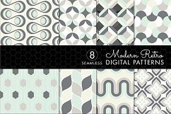 8 Seamless Retro Patterns - Mint Green, Ivory &amp; Gray - Set 2 Product Image 1