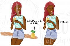 African American Summer Girls Clipart, Girl Illustrations Product Image 3