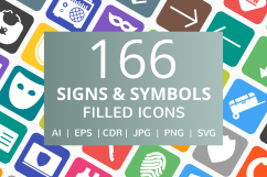 166 Signs &amp; Symbols Filled Round Corner Icons Product Image 1