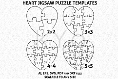 Heart Shape Jigsaw Puzzle Template AI EPS SVG DXF files, Puzzle Vector, Heart Puzzle Template Vector Image, vector puzzle pattern Product Image 1