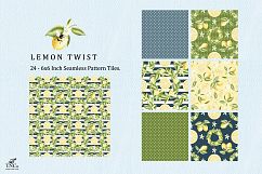 Lemon Fruit Seamless Pattern Tiles 6 x 6 Inches. Product Image 5