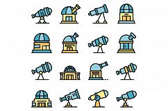 Planetarium icons set vector flat Product Image 1