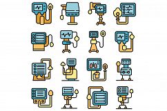 Ventilator Medical Machine icons set vector flat Product Image 1