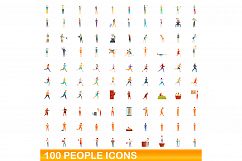 100 people icons set, cartoon style Product Image 1