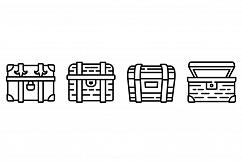 Dower chest icons set, outline style Product Image 1