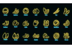 Nut icon set vector neon Product Image 1