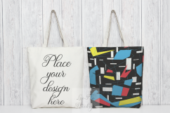 2 Tote bag mockup rustic  background psd smart stock photo two totes template valentines Product Image 4