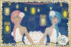Camping Party Clip art design , Glamping at summer nights clipart : PNG files Product Image 16