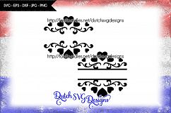 2 Split monogram cutting files with hearts, in Jpg Png SVG EPS DXF, for Cricut &amp; Silhouette, heart svg, monogram svg, split monogram svg Product Image 1