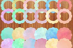 Watercolor Scalloped Frames and Labels, Frames Clipart, Watercolor Labels Product Image 1