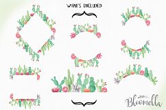 Watercolor Cactus Clipart Frames Border Clipart Flowers Product Image 5