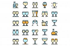 Wineglass icons set vector flat Product Image 1