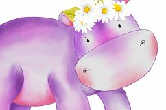 Cute baby and mama hippo clipart Product Image 3
