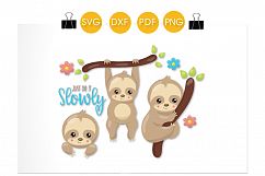 Slow Sloths cutting files svg, dxf, pdf, eps included - cut files for cricut and silhouette - Cutting Files SG Product Image 2
