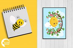 Bumble bee cliparts, Honey bee cliparts, graphics, illustrations AMB-1053 Product Image 4