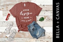T Shirt Mockup Bella Canvas 3001 Mauve Womens Tshirt Flatlay Product Image 1