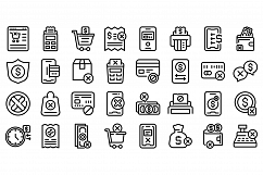 Payment cancellation icons set, outline style Product Image 1