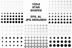 132x2 star shapes (EPS, AI, JPG 4800x4800) Product Image 1