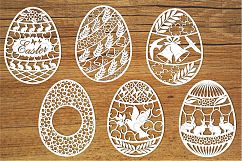 Easter eggs (set 1) SVG files for Silhouette Cameo and Cricut. Easter eggs clipart included. Happy Easter, Decorative egg monogram  svg cutting files Product Image 1