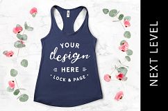 Indigo Next Level 1533 Tank Top Mockup Floral Background Product Image 1