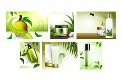 Herbal Cosmetic Promotional Posters Set Vector Product Image 1