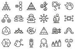 Hierarchy icons set, outline style Product Image 1