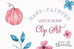 Pumpkins Pink Blue Pastel Floral Clipart Elements Flowers Product Image 5
