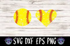 Distressed Softball Set of 2 Bundle | SVG DXF EPS PNG File Product Image 1