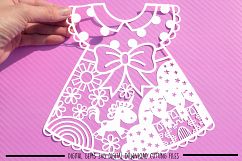 Unicorn dress paper cut SVG  DXF  EPS files Product Image 1