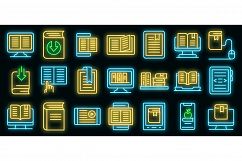 Ebook icons set vector neon Product Image 1