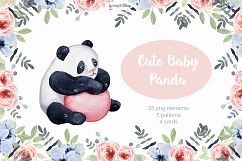 Cute baby Panda Watercobaby nursery clipart Product Image 1