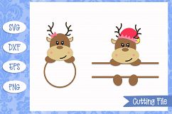 Girly Reindeer Monogram Christmas SVG Files Product Image 1