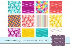 Summer Dahlia Digital Paper Set Scrapbook Paper Floral Scrapbook Paper Product Image 2
