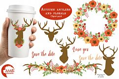 Autumn Antlers and Florals cliparts, graphics and illustrations AMB-1488 Product Image 1