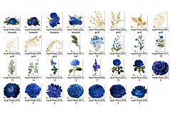 Royal Blue and Gold Floral Clipart Product Image 2