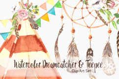 Watercolor Dreamcatcher &amp; Teepee Clip Art Set Product Image 1