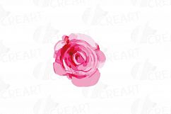 Watercolor Pink and Blue Roses and leafs clip art pack, png Product Image 4