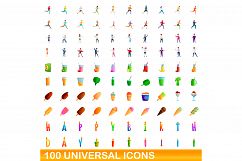 100 universal icons set, cartoon style Product Image 1