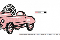 RETRO Pedal Car ~ Machine Embroidery Design in 2 sizes - Instant Download ~ Hurtling Down the Hill in our Pedal Cars Product Image 2