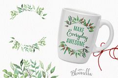 Watercolor Leaf Frames Green Leaf Clipart Borders Product Image 4