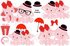 ELEPHANT babies in pink! BUNDLE! 53 cliparts, graphics and illustrations and Patterns AMB-2276 Product Image 3
