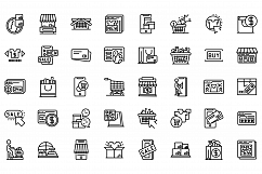 Online shopping icons set, outline style Product Image 1